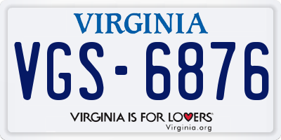 VA license plate VGS6876