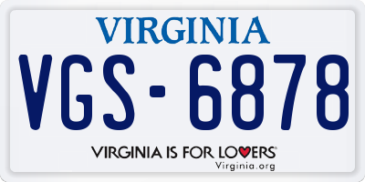 VA license plate VGS6878