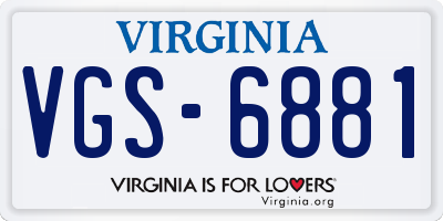 VA license plate VGS6881