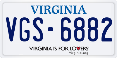 VA license plate VGS6882