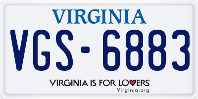 VA license plate VGS6883