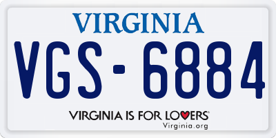 VA license plate VGS6884