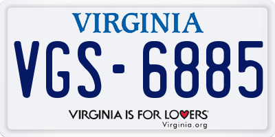 VA license plate VGS6885