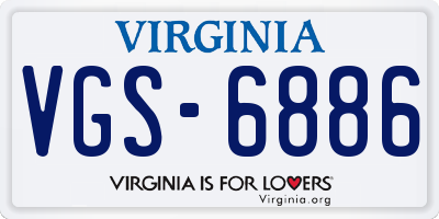 VA license plate VGS6886