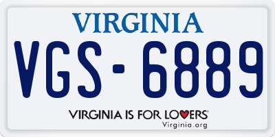 VA license plate VGS6889