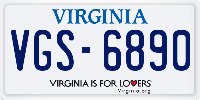 VA license plate VGS6890