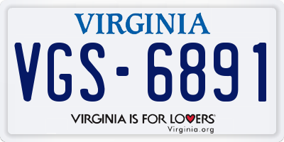 VA license plate VGS6891