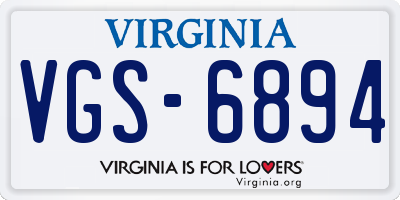 VA license plate VGS6894