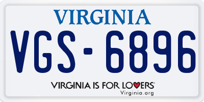 VA license plate VGS6896