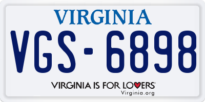 VA license plate VGS6898
