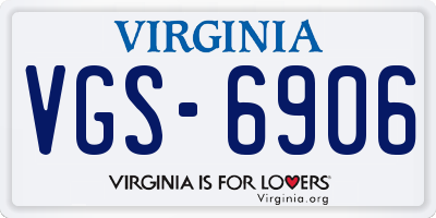 VA license plate VGS6906
