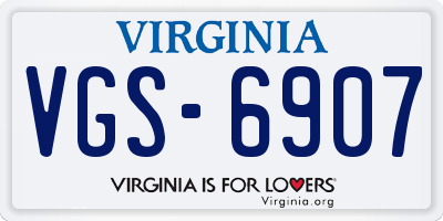VA license plate VGS6907