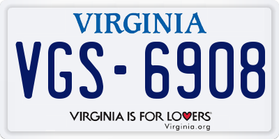 VA license plate VGS6908
