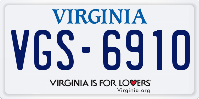 VA license plate VGS6910