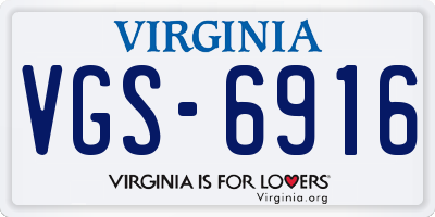 VA license plate VGS6916