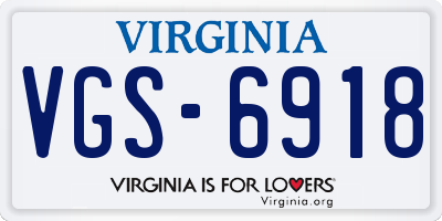 VA license plate VGS6918