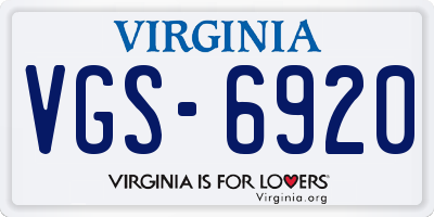VA license plate VGS6920
