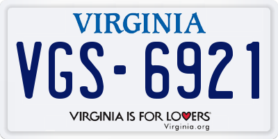 VA license plate VGS6921