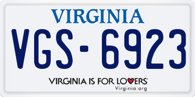 VA license plate VGS6923