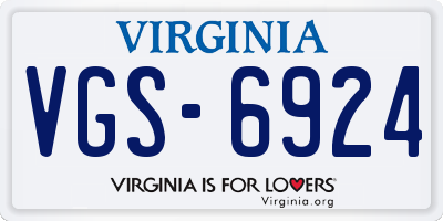 VA license plate VGS6924