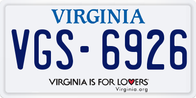VA license plate VGS6926