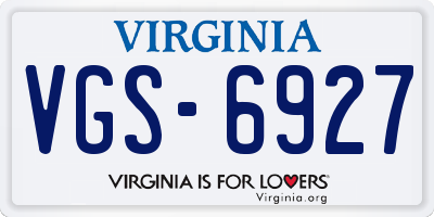 VA license plate VGS6927