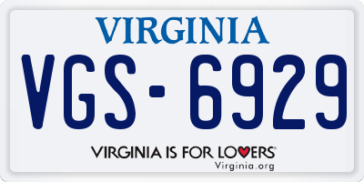 VA license plate VGS6929