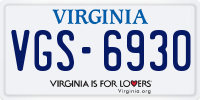 VA license plate VGS6930