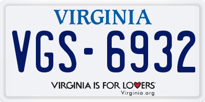 VA license plate VGS6932