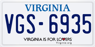 VA license plate VGS6935