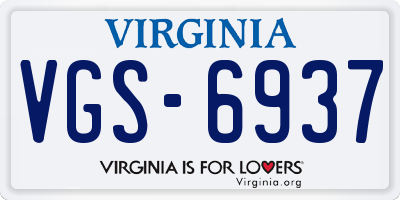 VA license plate VGS6937