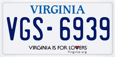 VA license plate VGS6939