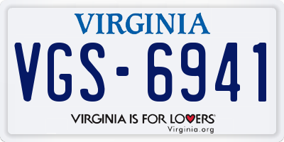 VA license plate VGS6941
