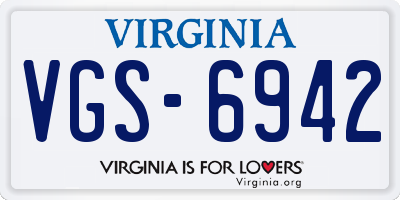 VA license plate VGS6942