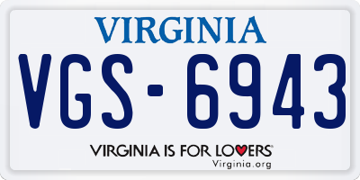 VA license plate VGS6943