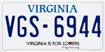 VA license plate VGS6944