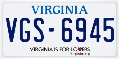VA license plate VGS6945