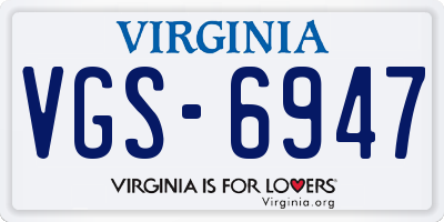 VA license plate VGS6947