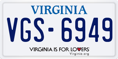 VA license plate VGS6949