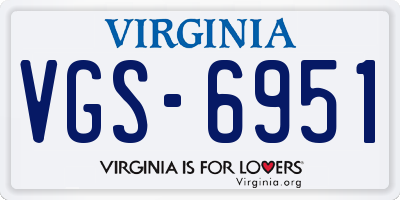 VA license plate VGS6951