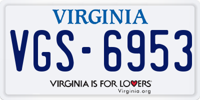 VA license plate VGS6953