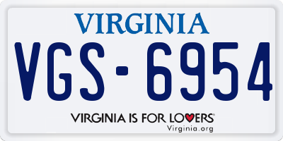 VA license plate VGS6954