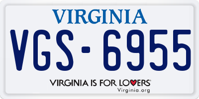 VA license plate VGS6955