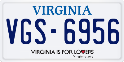 VA license plate VGS6956