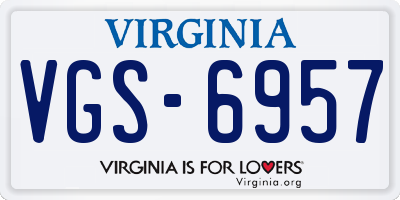 VA license plate VGS6957