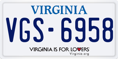VA license plate VGS6958