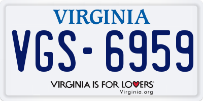 VA license plate VGS6959