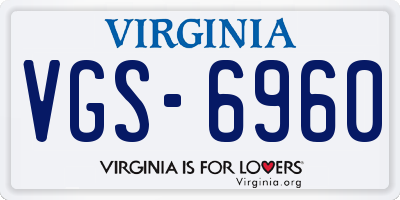 VA license plate VGS6960