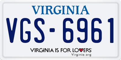 VA license plate VGS6961