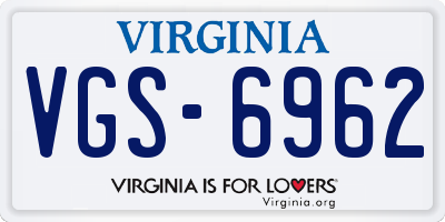 VA license plate VGS6962
